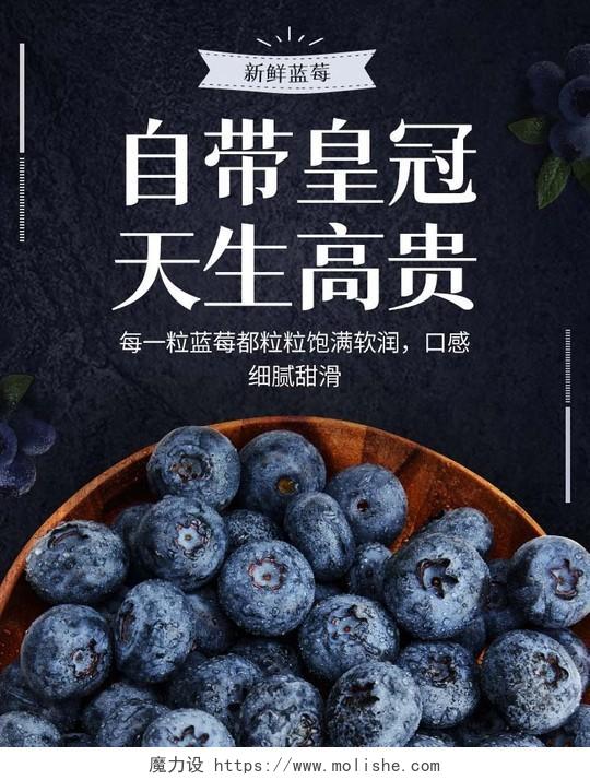 深色系简约水果海报活动宣传蓝莓海报banner